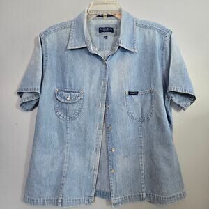 Regatta Women's Short Sleeve Full Button Front Light Blue Washed Denim Shirt